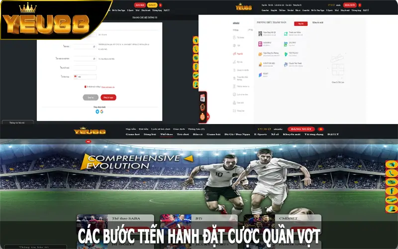 Các bước tiến hành đặt cược quần vợt tại Yeu88