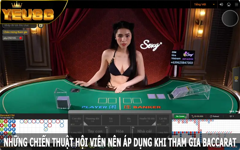 Những chiến thuật hội viên nên áp dụng khi tham gia baccarat Yeu88